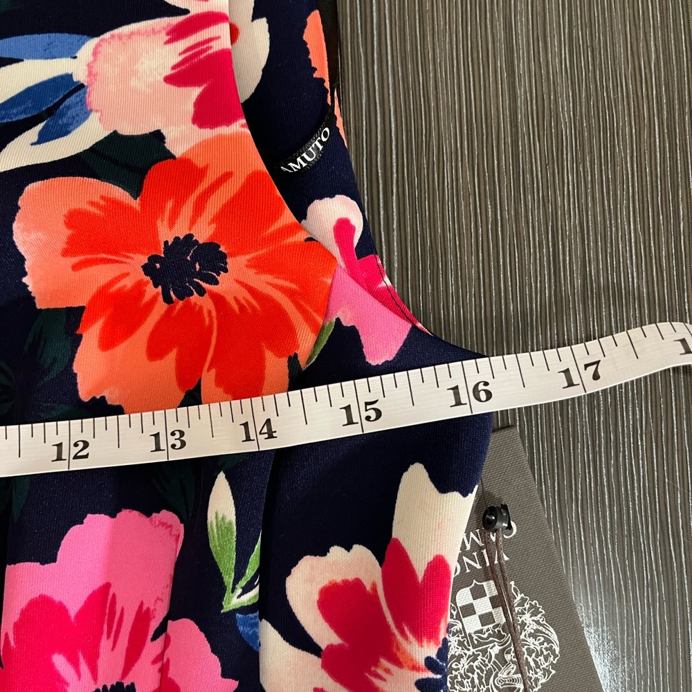 Vince Camuto NWT Navy Floral Fit and Flare Sleeveless Dress Size 8 - Picture 8 of 11
